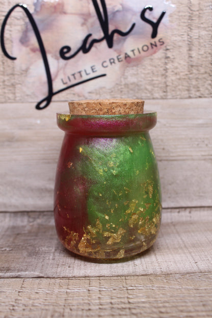 Dark Pink, Green, & Gold Jar