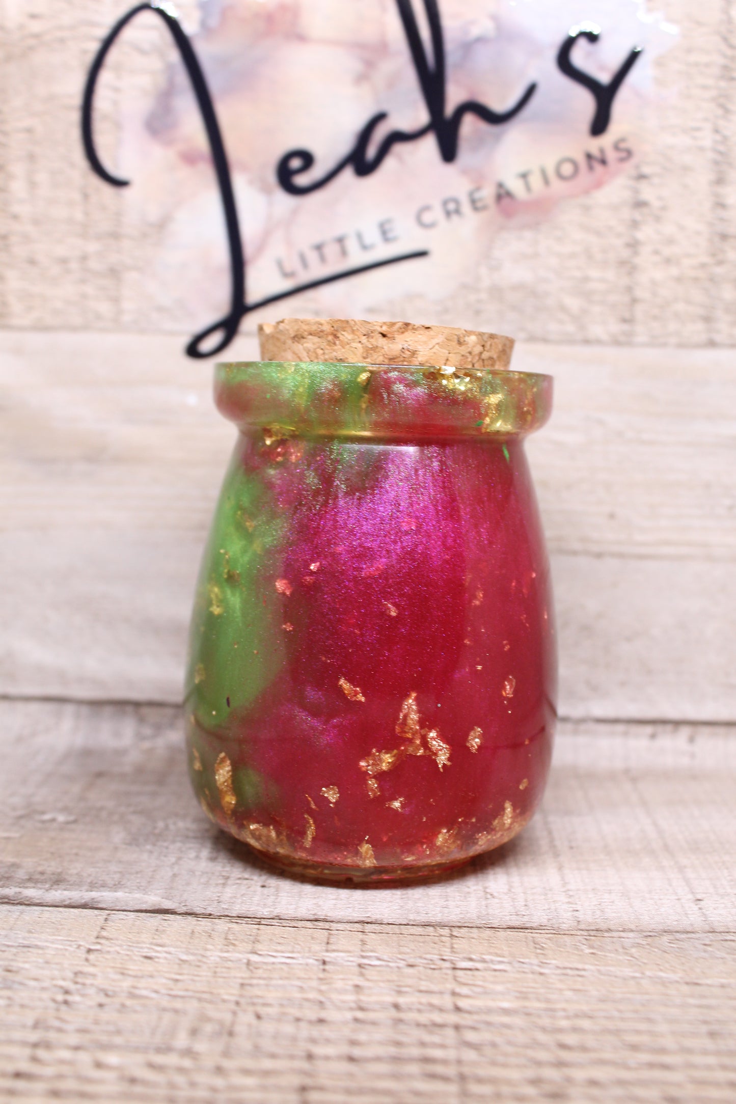 Dark Pink, Green, & Gold Jar