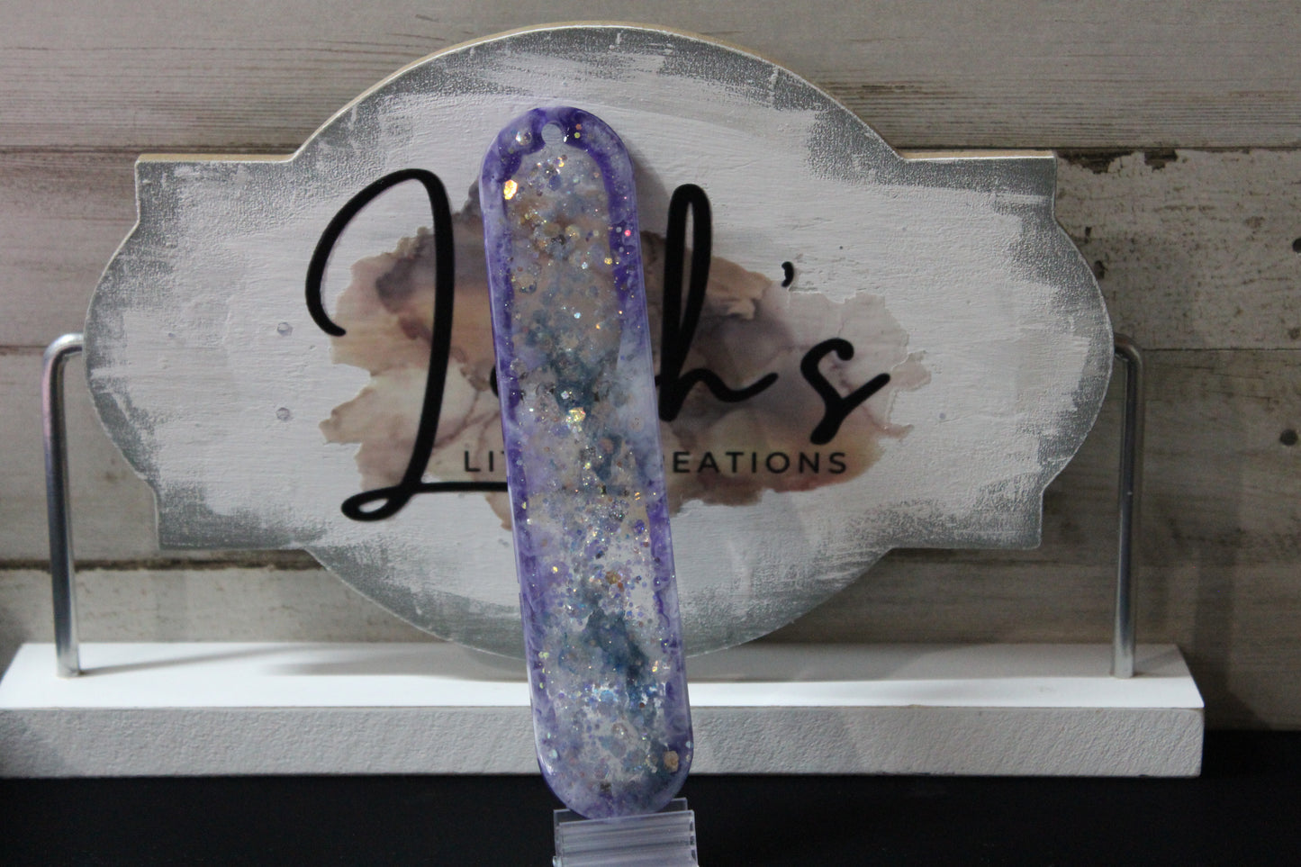 Purple, White, Glitter Bookmark