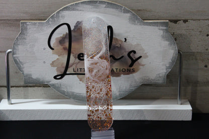 White & Glitter Bookmark w/Gold Tassel