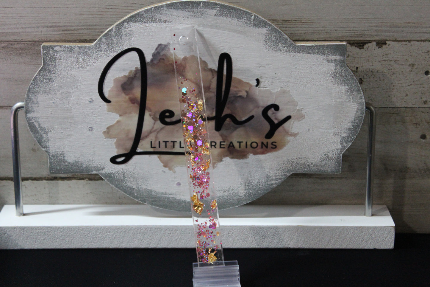 Small Gold & Pink glitter Bookmark W/Pink Tassel Customizable