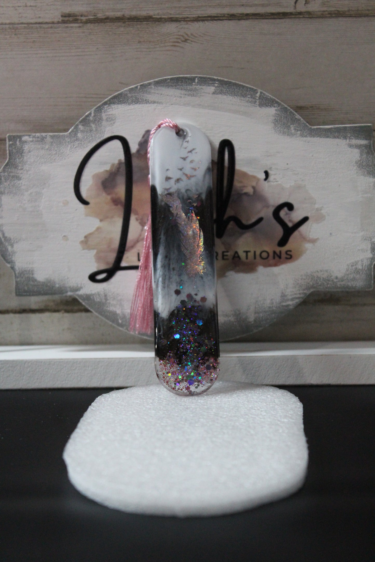 Black, White Pink & Glitter Bookmark