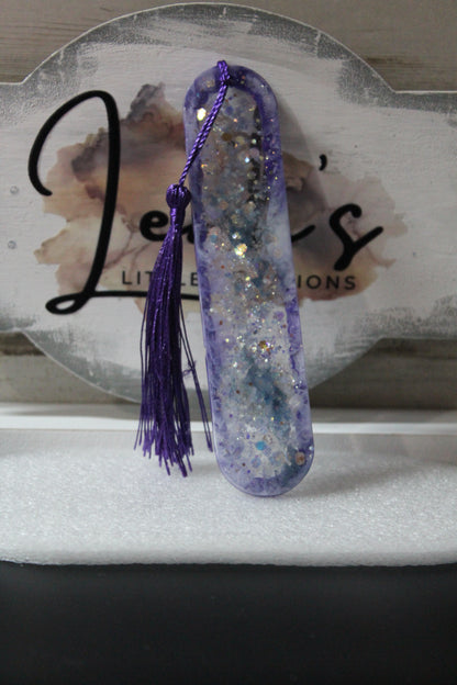 Purple, White, Glitter Bookmark