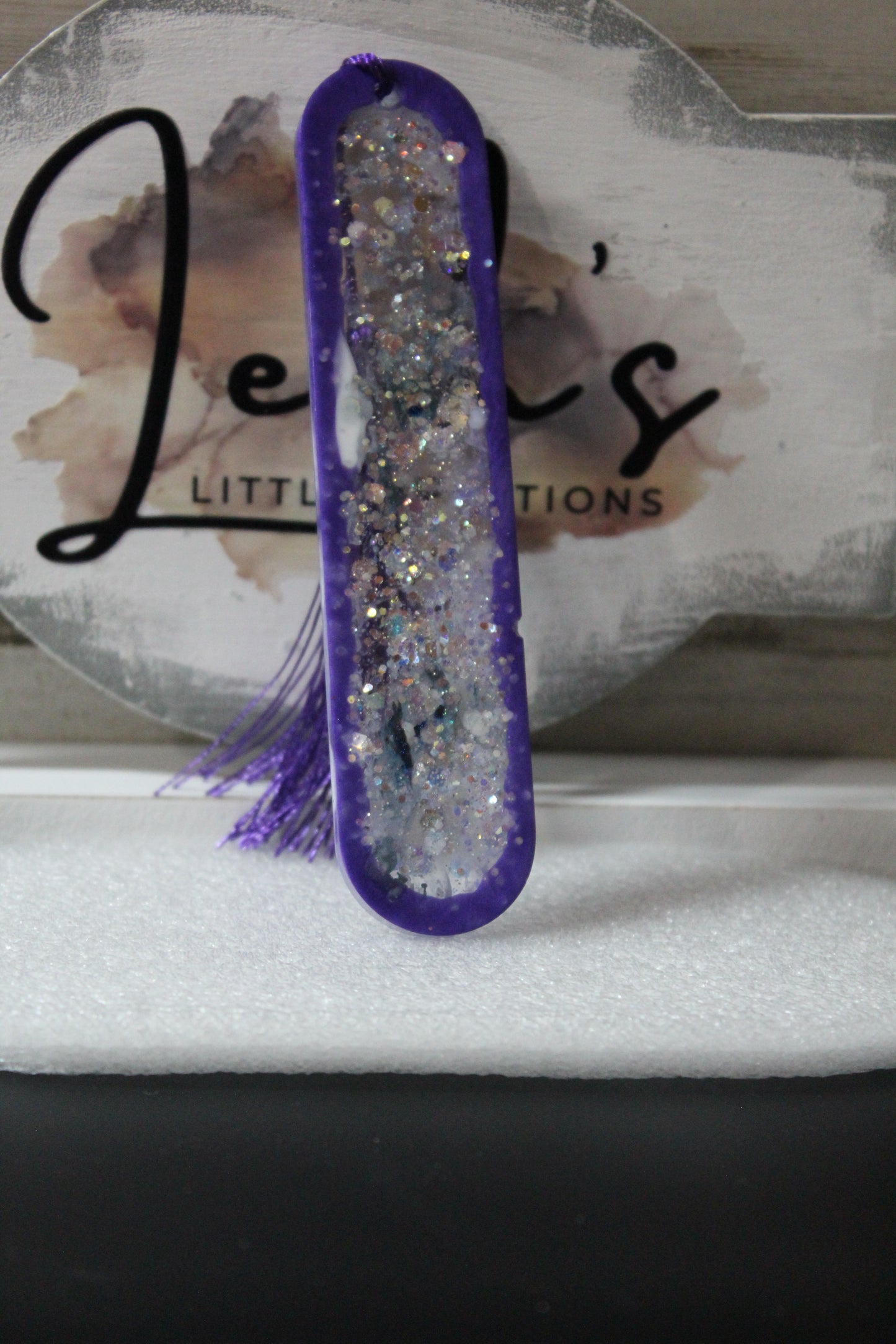 Purple, White, Glitter Bookmark